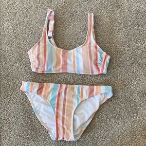 Pastel striped bathing suit